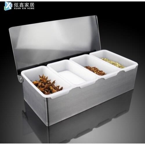 2/3/4/5/6 Pcs Seasoning Box Container Spice Jar Fruit Storage Rack Stainless Steel Kitchen Storage Holder Accessories