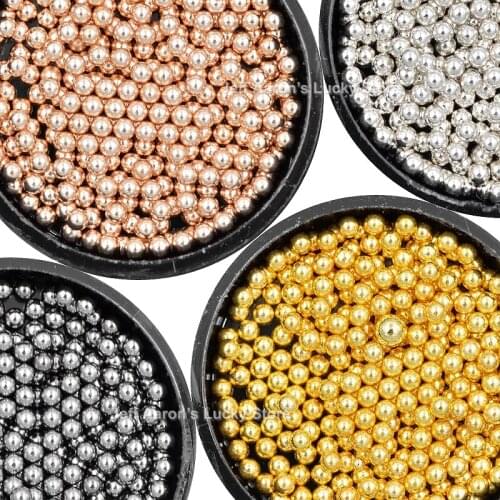 2 Pots 2.0MM gold silver 3D metal nail art decorations caviar beads manicure nails accessoires diy supplies tool