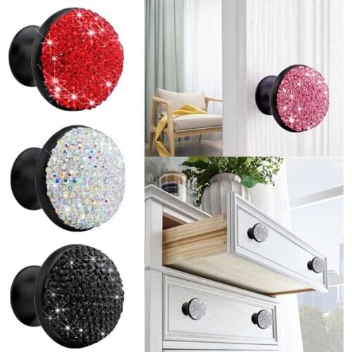 2Pcs 35mm Wardrobe Handles Mushroom Shape Colorful Crystal Rhinestones Cupboard Drawer Pull Door Knobs Door Handle Accessories