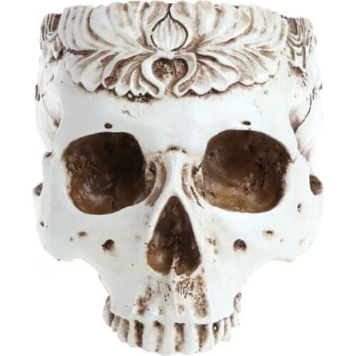 2021 New Resin Gothic Skull Head Flower Pot Planter Container Home Bar Ornament Decor