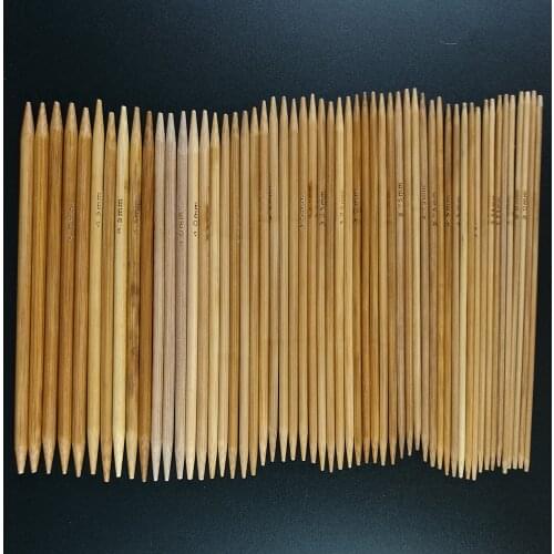 75pcs 15size 20cm Bamboo Knitting Needles Crochet Hooks Double Pointed Carbonized Sweater Needle Weave Craft