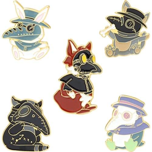 Anime Crow Badges Cute Enamel Brooches Lapel Pins For Women Vintage Decorative Hijab Pins Metal Badges Gothic Brooch On Backpack