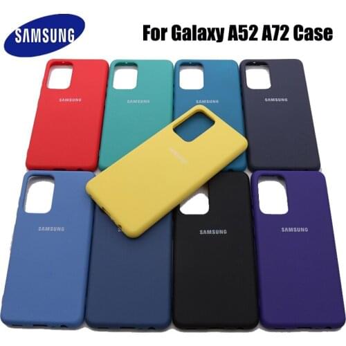 Samsung Galaxy A52 A72 Case Silky Silicone Cover Soft-Touch Back Protective Housing For a72 a52 With Logo&Buttons