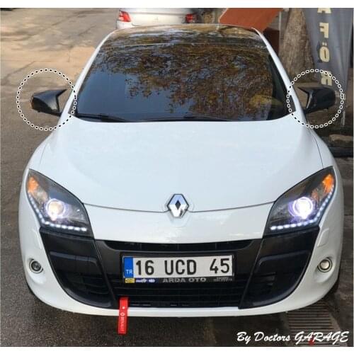 Bat Mirror Cover For Renault Megane 3 2009 2010 2011 2012 2013 2014 2015 2016 Glossy Black Wing Case Covers Body Kit Rear Car