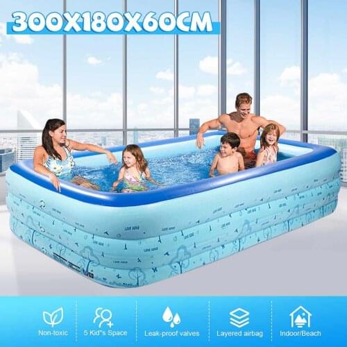 1.2/1.5M 3Layers Children Inflatable Pool Bathing Tub Baby Kid Home Outdoor Large Swimming Pool Inflatable Square Swimming Pool