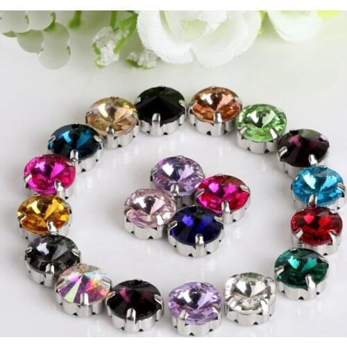 DIY 20pcs/lot 8-16mm Round Shape Crystal Glitter AB Rhinestone Sliver Based Acrylic Jewelry for Wedding Clothes Decoration H