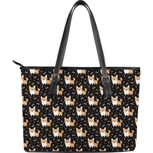 Custom DIY Dog Pet Designed 3D Print Leather Tote Bags Customer DropShipping