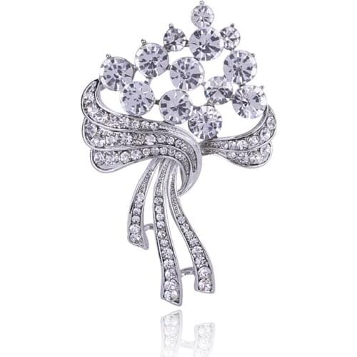 Fashion Romantic Rhinestone Exquisite Bridal Bouquet Brooch Elegant Wedding Accessories Brooch Womens Party Dress Brooch