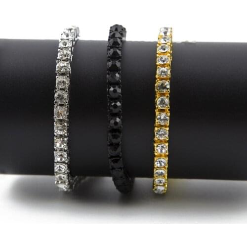 Fashion Single Row Rhinestone Inlaid Men Bracelet Bangle Party Jewelry Gift creative exquisite hand jewelry micro-inlaid zircon