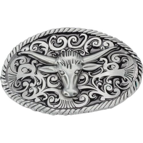Men Belt Alloy Smooth Buckle Animal Pattern Metal Belt Buckle Western Style Pattern Bull Head Suitable for 3.8cm Wide Blt
