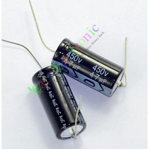 Wholesale and retail 5pc 450V 47uf 105C New long copper leads Axial Electrolytic Capacitor audio amp free shipping