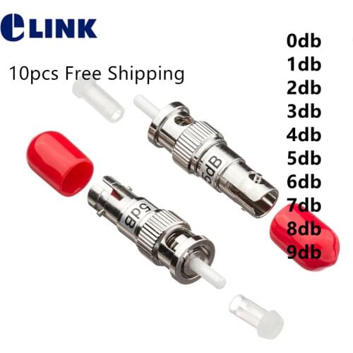 10pcs ST UPC fiber attenuator female to male plug type 0db 1db 2db 3db 4db 5db FTTH optical factory supply Free Shipping ELINK