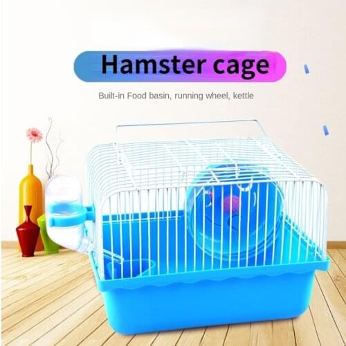 Hamster Mouse Guinea Pig Cage Portable Transport Cage Bathroom Pet Hamster Supplies with Water Bottle Garden Cage Toy Guinea Pig