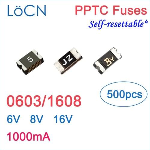 Fuses PPTC 0603 1608 1000mA 1A 6V 8V 16V SMD self Resettable ptc Made in china high quality LoCN 500pcs