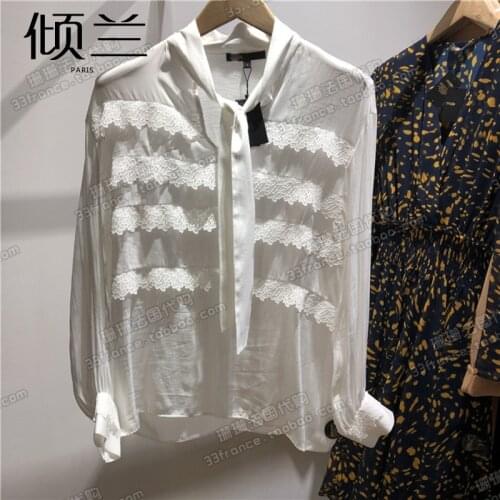 Patads French womens autumn and winter lady style lace embellishment Shirt Top Lab