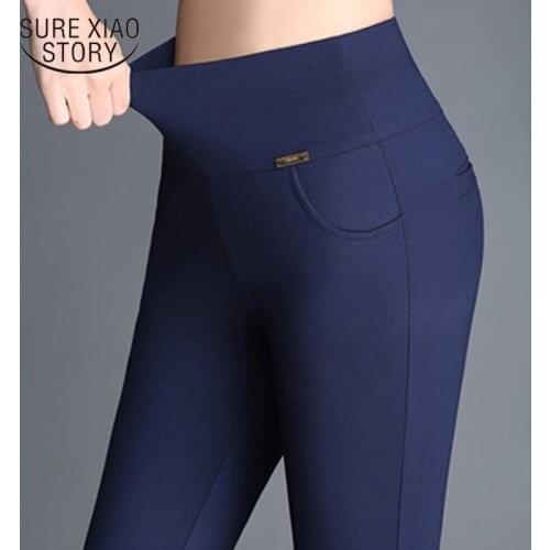 Vintage Plus Size Slim Long Trousers Women High Waist Stretch Leggings Sexy Leggings Office Casual Pencil Pants Women 7229 50