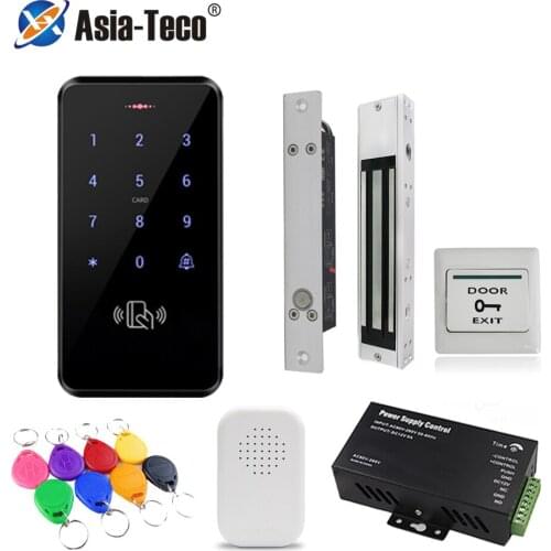 IP68 Waterproof Access Control Keypad RFID Reader Electric Lock 12V Power Supply 125KHz Keyfob Switch Access Control System Kit