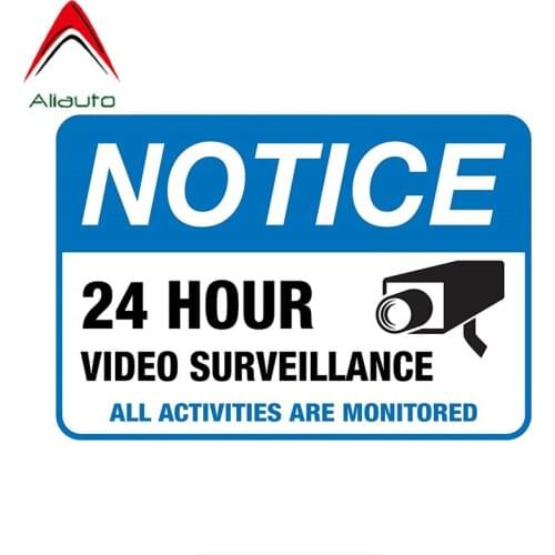 Aliauto Creative Car Sticker 24 Hour Video Surveillance Sign Waterproof Reflective Decal Auto Accessories PVC,14cm*20cm