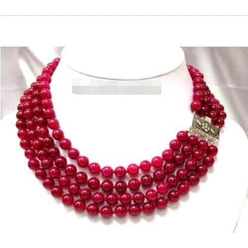 VYC.8HJ Free shipping >>>>>>Authentic 4row crude sanguine stone bead necklace 17" 92