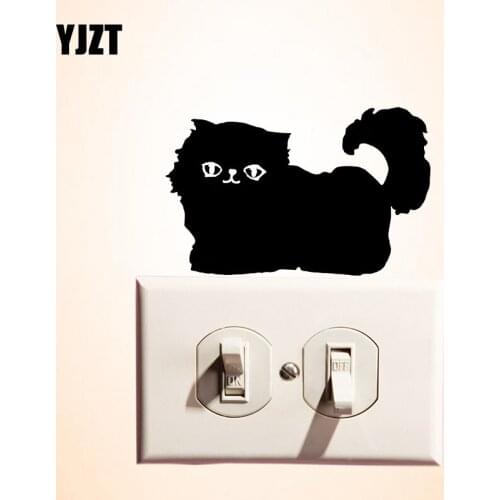 YJZT Cartoon Animal Decor Vinyl Decal Fashion Wall Switch Sticker Beautiful Pet Cat S19-0793