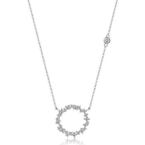 ZEMIOR Choker Necklaces For Women 925 Sterling Silver Circle Full Cubic Zirconia Pendant Necklace Silver Jewelry New Arrival