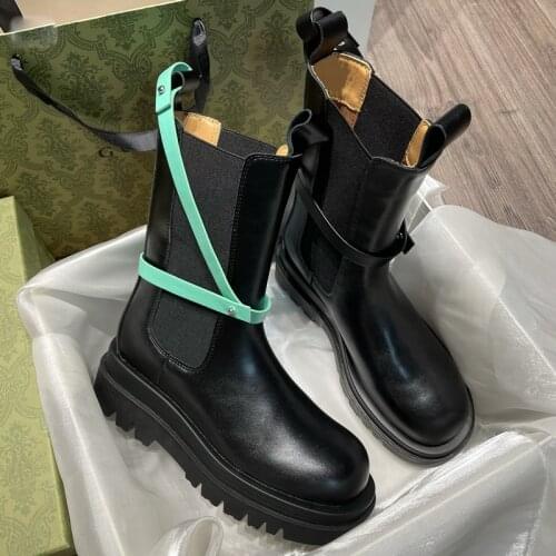 New Woman Chelsea Boots Girls Shoes Women Mid Calf Platform Flats Ladies Round Toe Military Boots Female Brand Motorcycle Boots