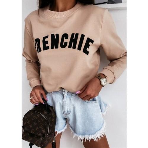 Autumn Casual Letter O Neck Women Hoodies Sweatshirt Long Sleeve Pullover Office Female Spring Sweatshirt 2021 Fashion Newest