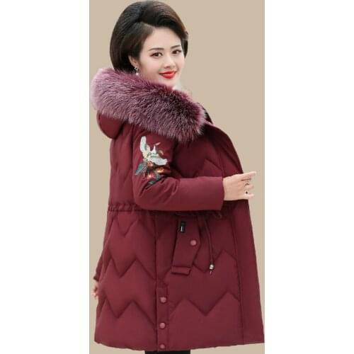 Winter coat women middle-aged and elderly cotton-padded clothes female pure color mother dress parka thickened female coat