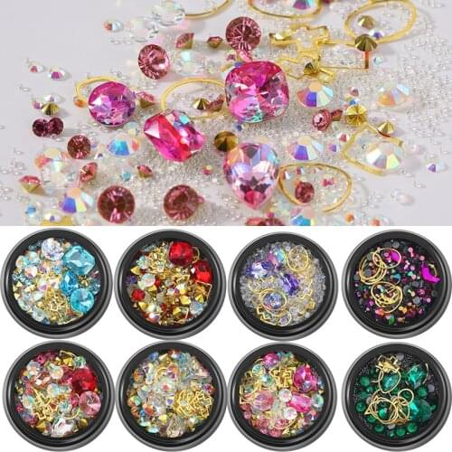 1 Box 3D Rhinestones Glitter Beads Metal Frame Nail Art Jewelry Filling Mix Design Filling DIY UV Resin Epoxy Mold Making