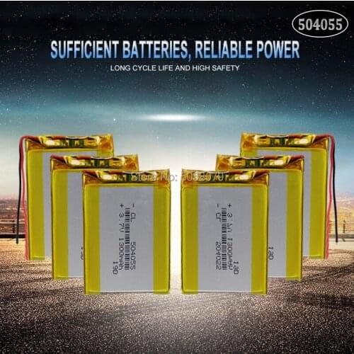 10pcs 504055 3.7V 1200mAh Rechargeable Li-Polymer Li-ion Battery For mp3 mp4 mp5 phone DVR GPS power bank IPTV