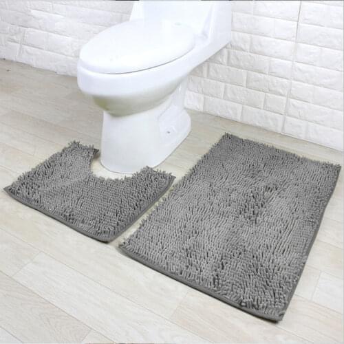 2ps Thicken Bathroom Carpet Non-slip Bathtub Carpet Chenille Bathroom Floor Mat Bedroom Kitchen Living Room Suit Absorbent Pad