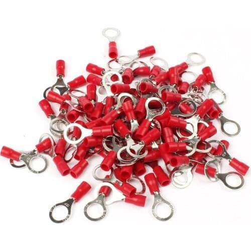 20PCS RV1.25-8 Red Circular 22-16 AWG 0.5-1.5mm2 Insulated Ring Terminal Connector Cable Wire Connector