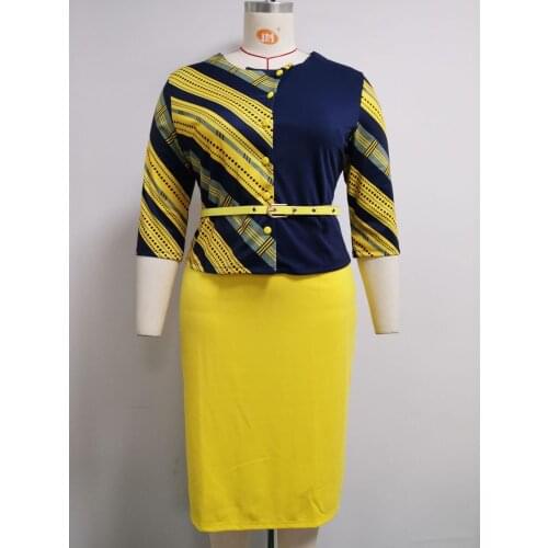 2020 summer fashion style african women polyester printing plus size knee-length dress L-5XL