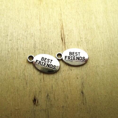 35pcs Best Friends charms 18 x 10mm tibetan silver BBF DIY necklace/ bracelets charms antique silver tone