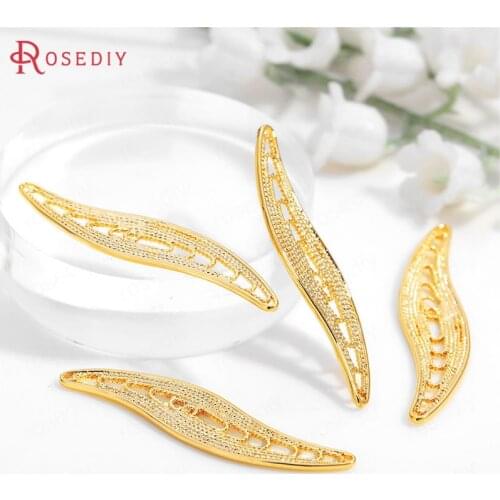 35703)4PCS 8.5x38MM Hanging Hole 1MM 24K Gold Color Brass S Shape Charms Pendants High Quality Diy Jewelry Findings Accessories