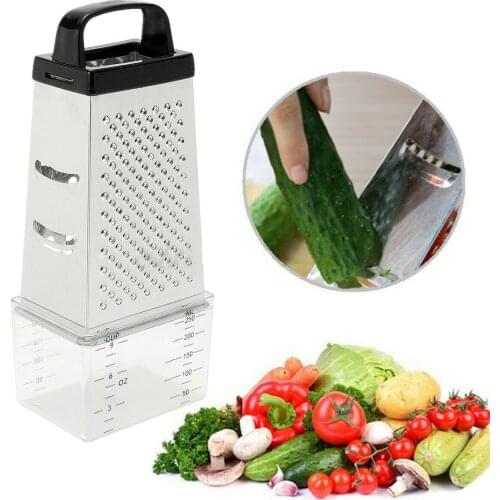 4 Sided Stainless Steel Manual Vegetable Cheese Grater With Container Box Tray Multipurpose Kitchen Tools