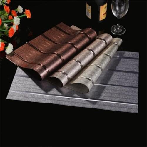6pcs/set European Waterproof Heat Insulation Table Mat Metal Wire-Drawn Silica Gel Western Food Mat For Hotel Restaurant Coaster