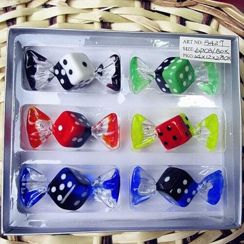 6pcs custom Antique Art Hand Blown Glass sweets dice shape home Christmas decoration murano glass candy Ornaments Pendant gifts