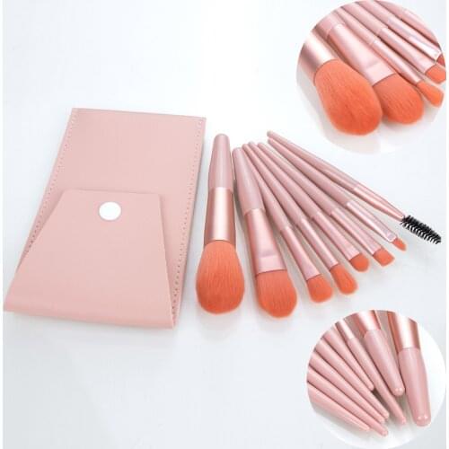 8 Mini Morandi Color Makeup Brushes Soft Bristles Plastic Handles Portable Beauty Tools Travel Portable Soft Makeup Brushe Set