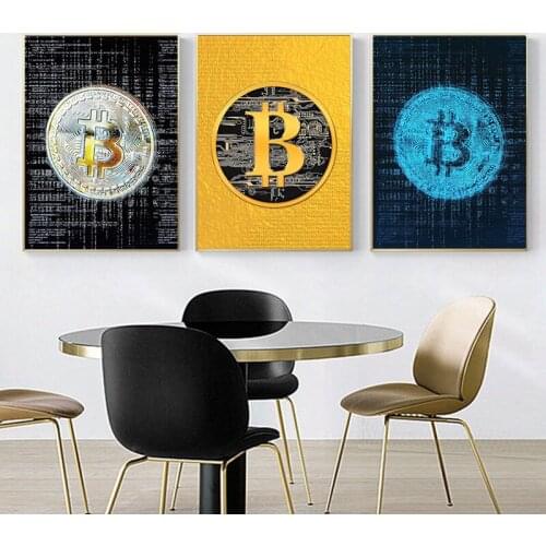 Abstract Painting Print BITCOIN Pictures Canvas Painting Oil Painting Poster Modern Wall Art Pictures in Livingroom Home Decor