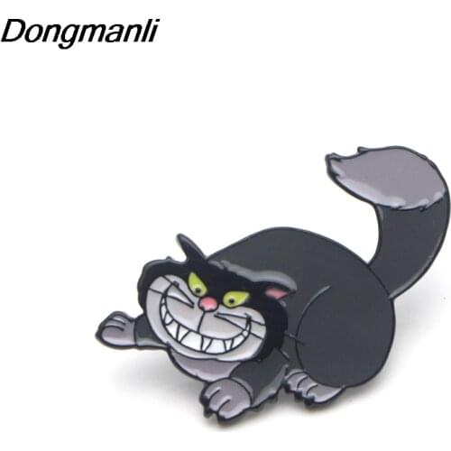 P3645 Dongmanli Cheshire Cat Metal Enamel Pins and Brooches for Women Men Jewelry Lapel Pin Badge Gifts