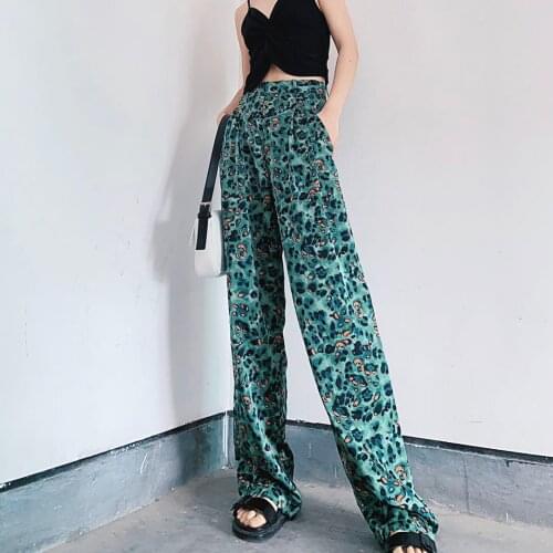 Leopard Print High Waist Drop Wide Leg Pants Huanv 2021 New Spring And Summer High Waist Drop Thin Pants