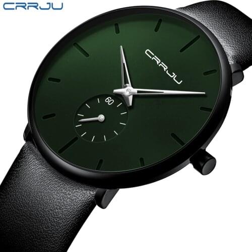 2021 CRRJU Fashion Quartz Men Watches Top Brand Luxury Leather Male Clock Simple Sport Mens Wrist Watch man Relogio Masculino