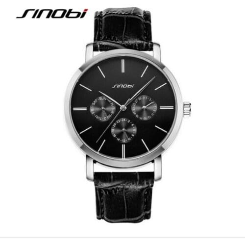 Watches Men Luxury Brand SINOBI Fashion Big Dial Designer Quartz Watch Male Sport Wristwatch Hour montre homme relogio masculino