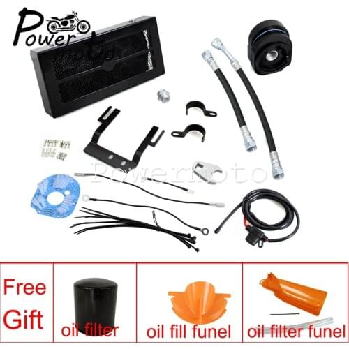 Black Oil Cooler Fan Cooling System Radiator For Harley Softail Slim Fat Boy Heritage Softail Classic Softail Deluxe 2001-2017