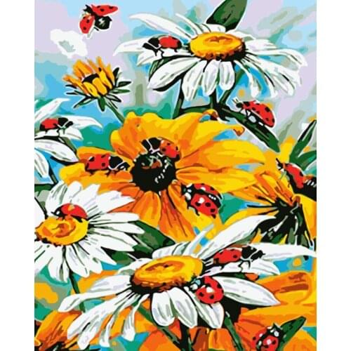 DIY 40X50 Oil Painting By Numbers Flower beetle paint by numbers On Canvas Home Decor Digital Painting chrismas