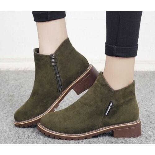 Breathable Fashion Women Martin Boots Autumn Boots Classic Zipper Snow Ankle Boots Suede Warm Women Shoes