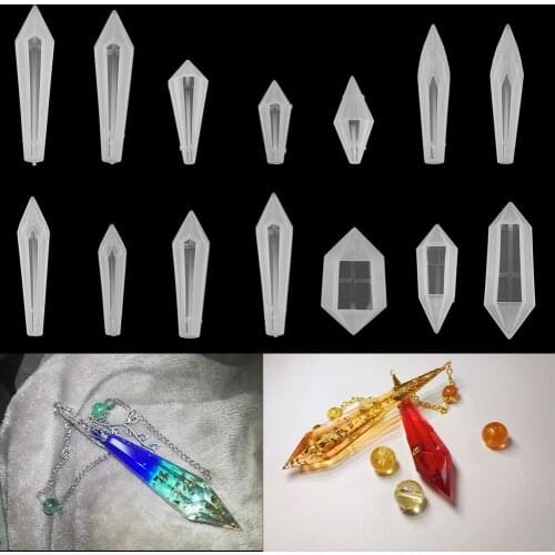 1pcs DIY Crystal Pendulum Epoxy Resin Molds Necklace Pendant UV Resin Transparent Silicone Mould For Jewelry Finding Making Tool