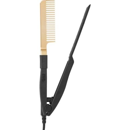 Hot Comb Hair Straightener Electric Heating Comb V-shaped Folding Corded Styler Curling Iron Hair Curler Comb XHC88