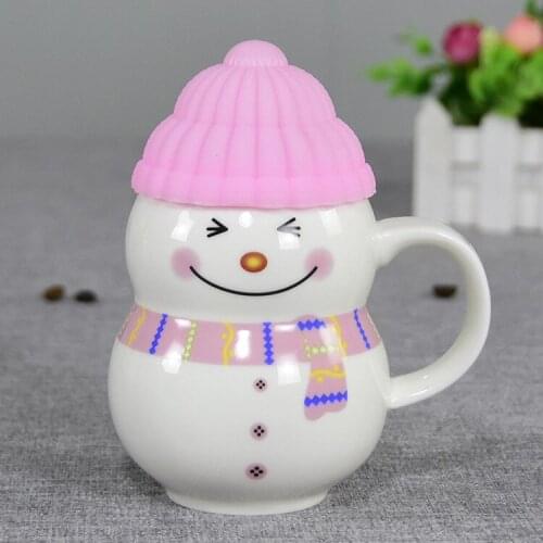 Personalized Creative Ceramic Mug Gift Mug Coffee Cup Christmas Gift Mug Santa Claus Snowman Mug With Silicone Lid